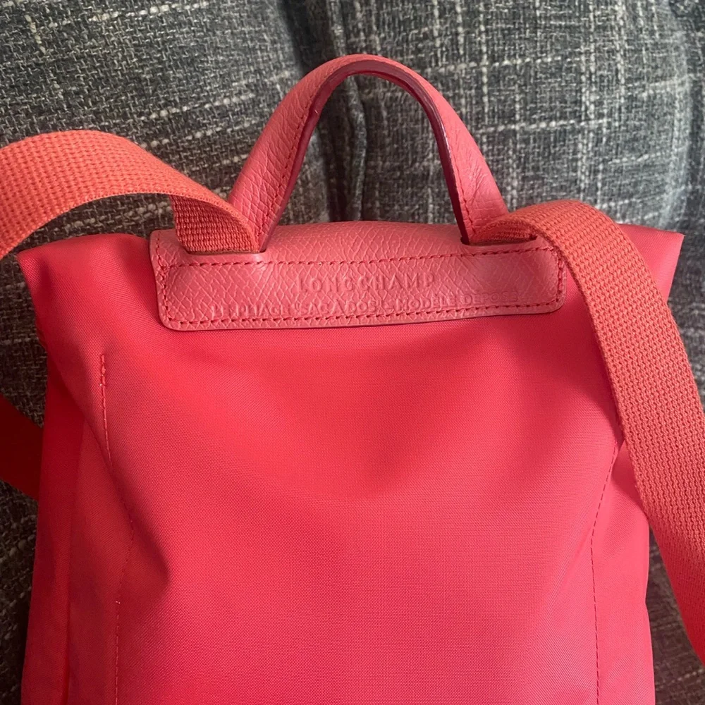 Longchamp Coral Pink Backpack Adjustable Straps - Picture 7 of 14